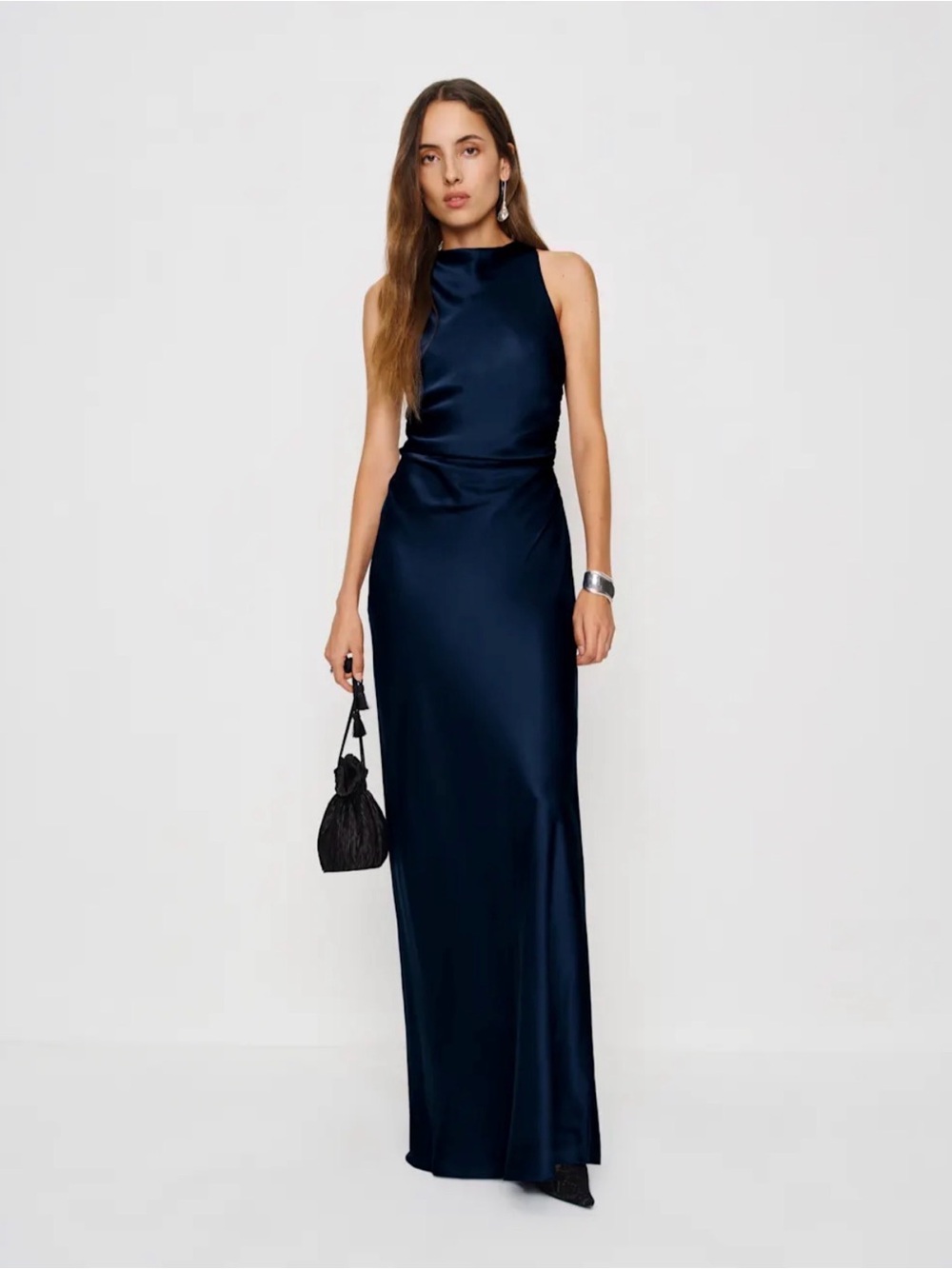 REFORMATION Anaiis Silk Dress in Navy 8